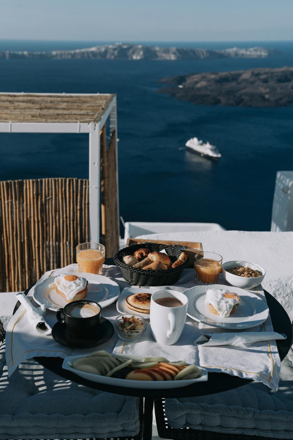 Mediterranean breakfast with a sea view